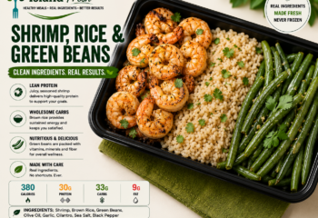 Shrimp, Brown Rice, Green Beans and Cilantro