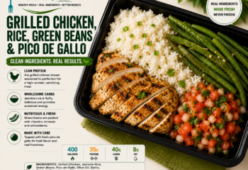 Grilled Chicken, Jasmine Rice, Cilantro, Green Beans and Pico