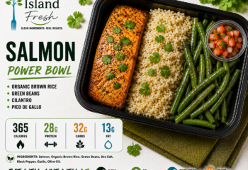 Salmon, Organic Brown Rice and Green Beans