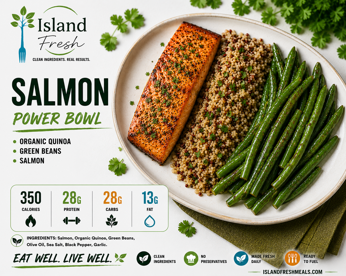 Salmon, Organic Quinoa, Green Beans