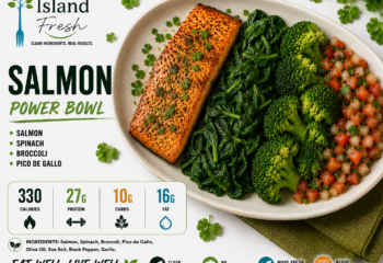 Salmon, Spinach, Broccoli, Pico