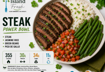 Steak, Jasmine Rice, Green Beans and Pico