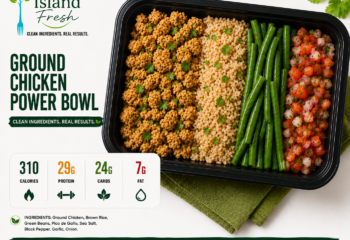 Ground Chicken, Brown Rice, Green Beans and Pico