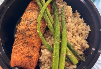 Salmon, Organic Brown Rice, Asparagus