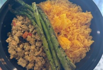 Ground Turkey, Yellow Rice, Asparagus