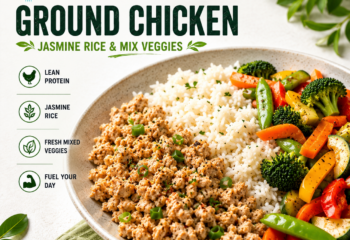 Ground Chicken , Jasmine Rice, Mix Veggies