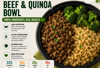 Ground Beef, Organic Quinoa, Organic Broccoli Ground Beef, Organic Quinoa, Organic Broccoli
